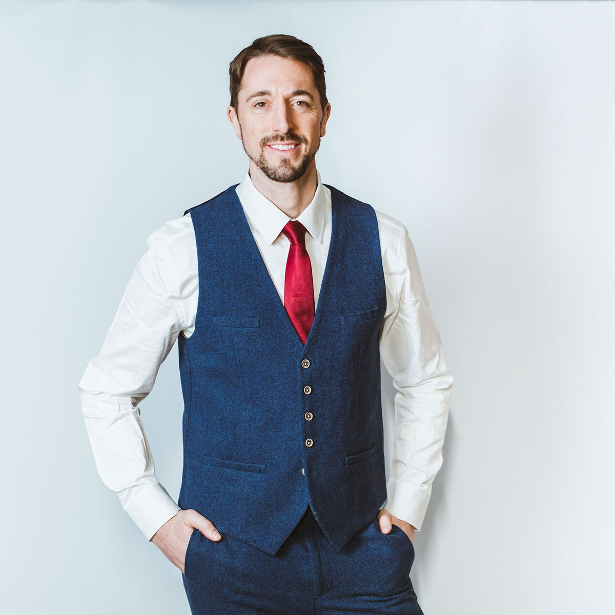 Blue Tweed Wedding Suit - Leonard Silver