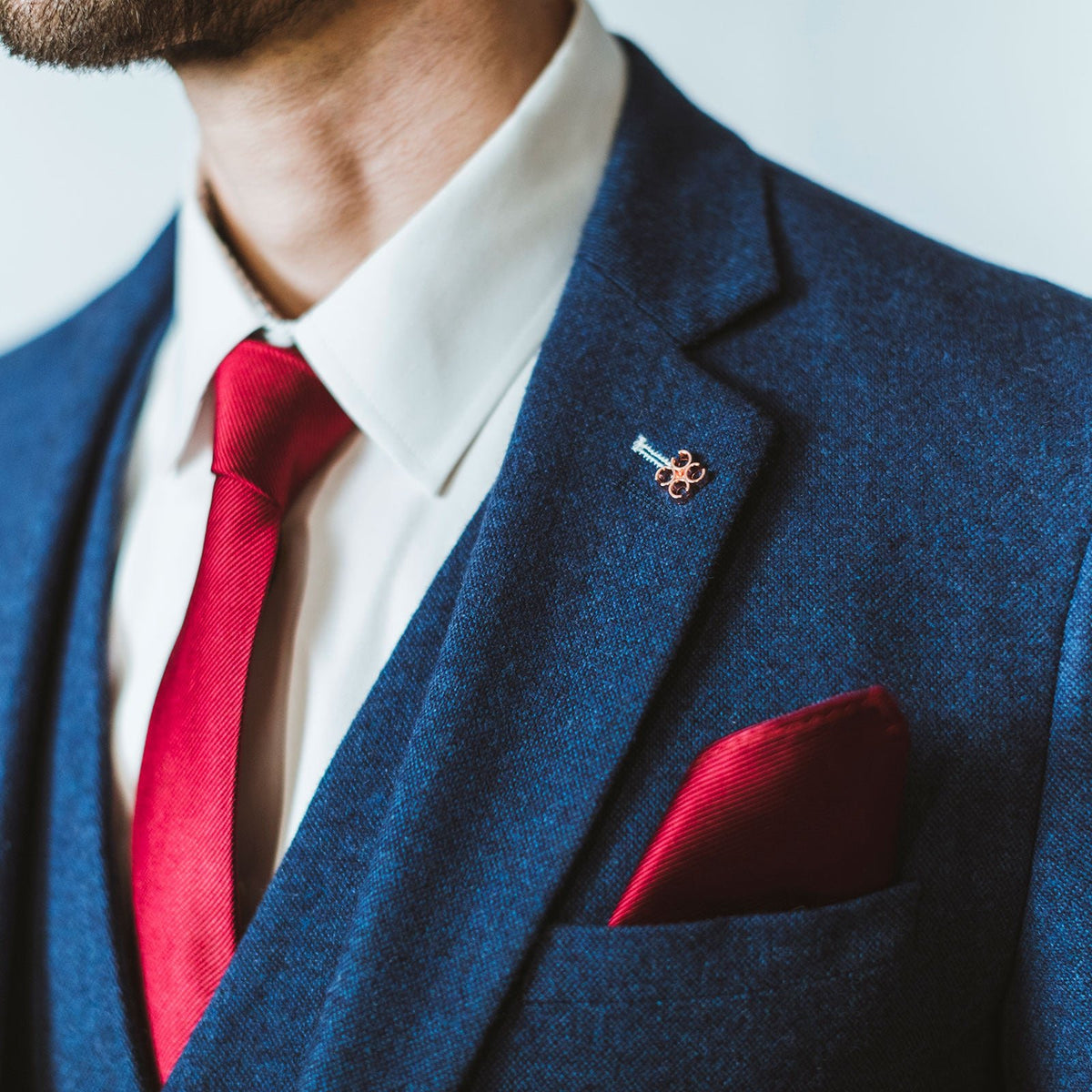 Blue Tweed Wedding Suit - Leonard Silver