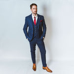 Blue Tweed Wedding Suit Jacket - Leonard Silver