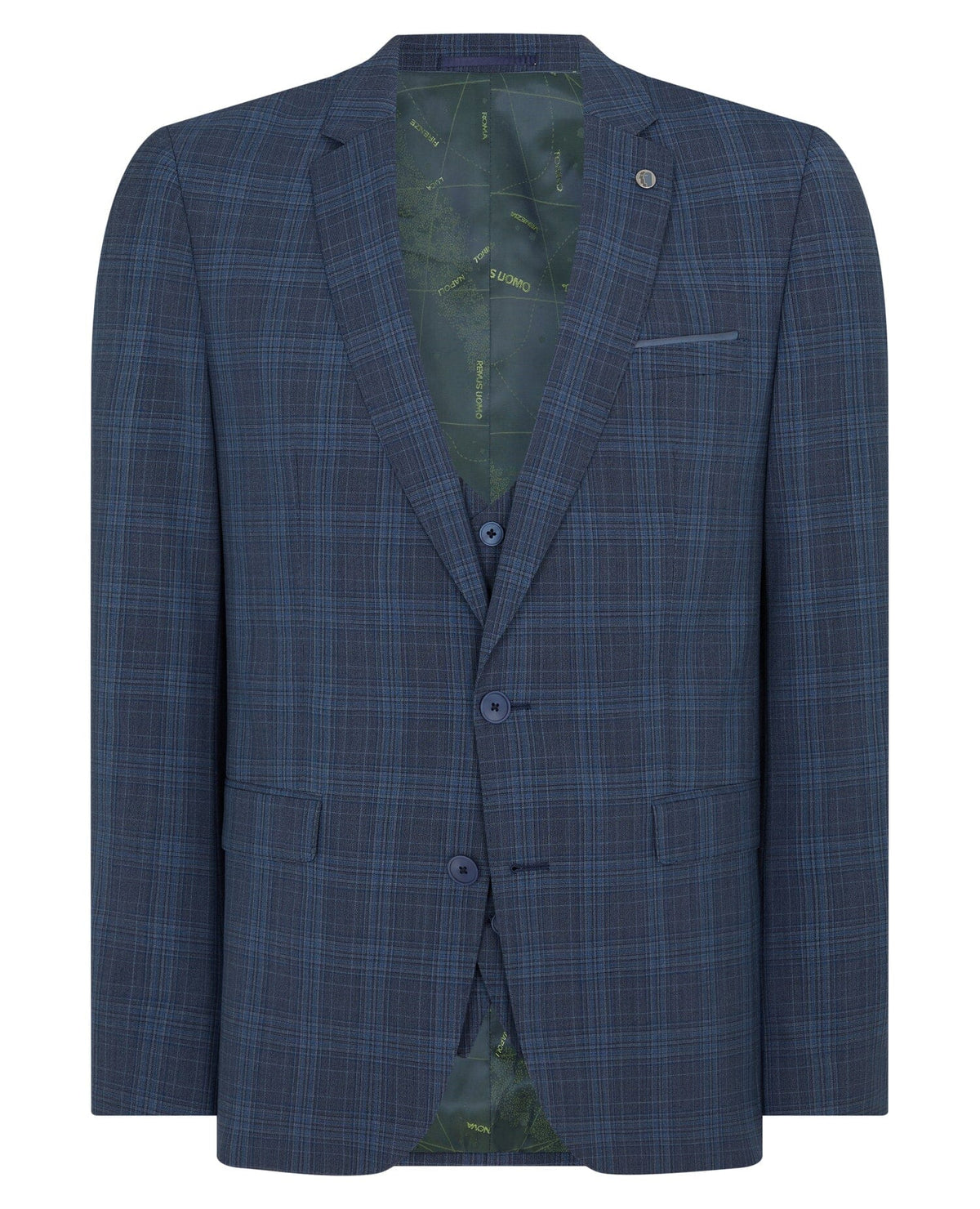 Blue Woolrich Check Suit - Remus Uomo