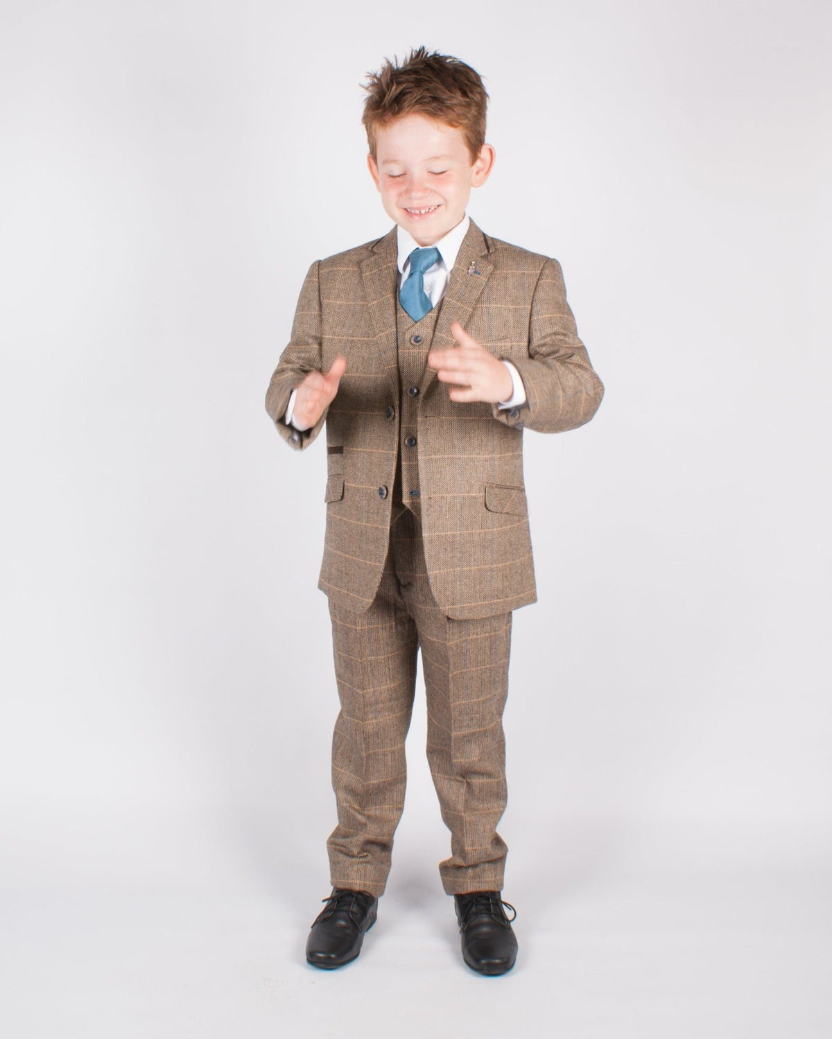 Boy's Brown Tweed Suit - Leonard Silver