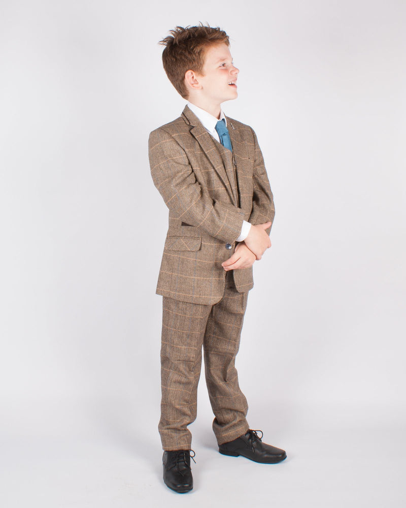 Boy's Brown Tweed Suit - Leonard Silver