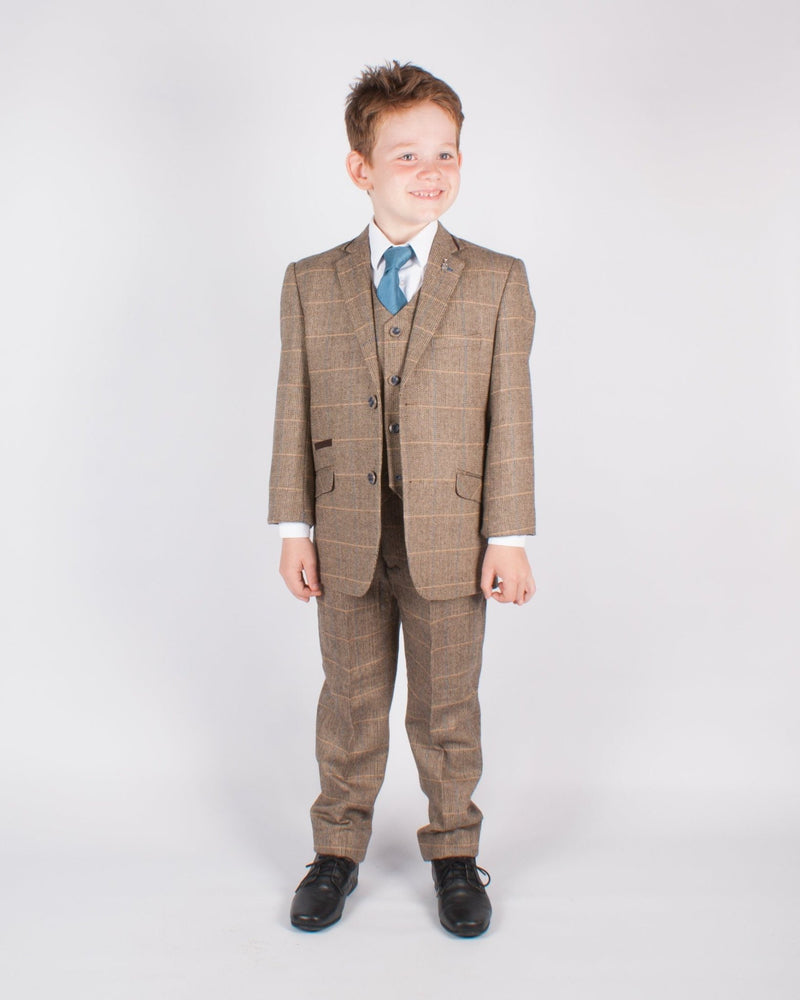 Boy's Brown Tweed Suit - Leonard Silver