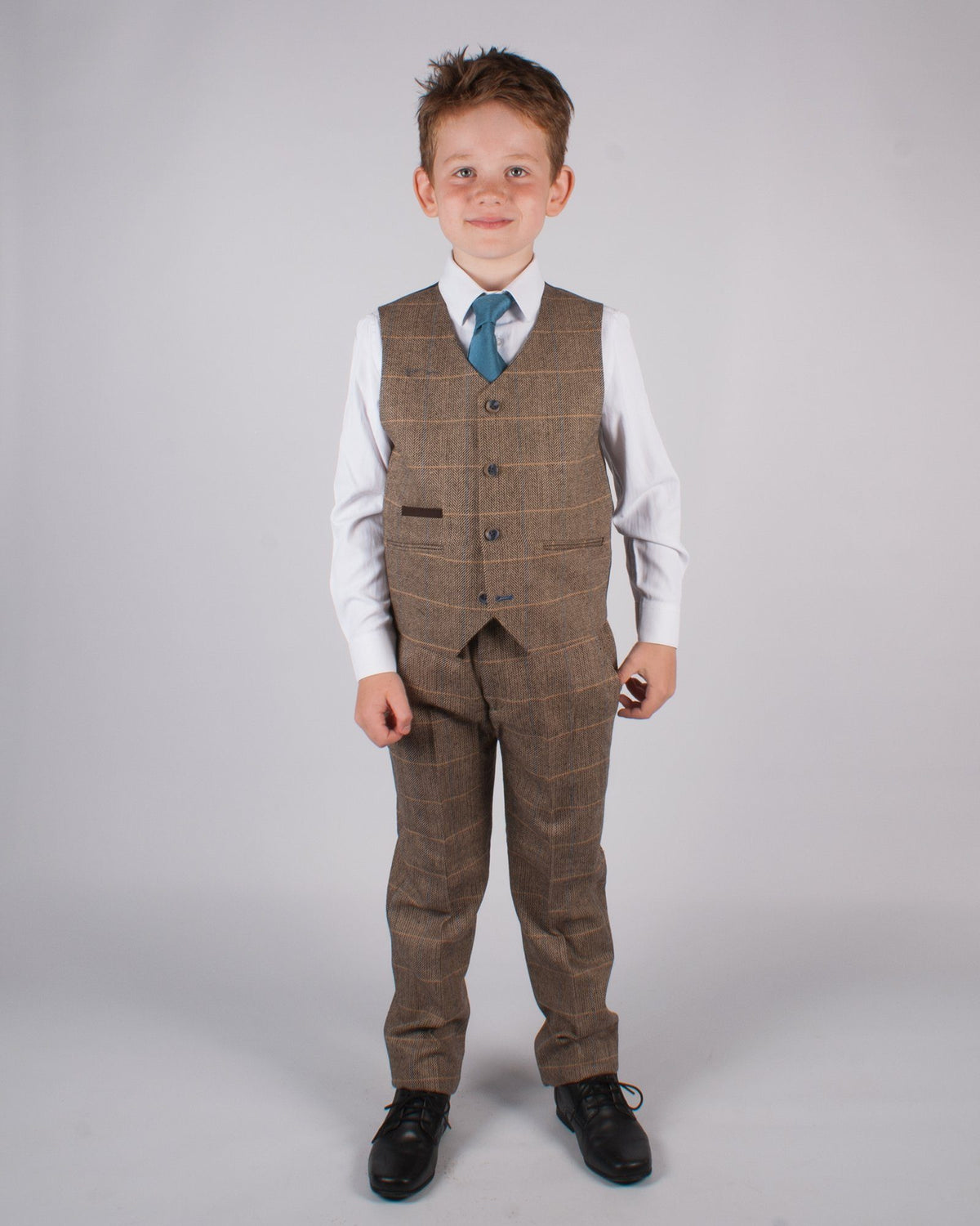 Boy's Brown Tweed Suit - Leonard Silver