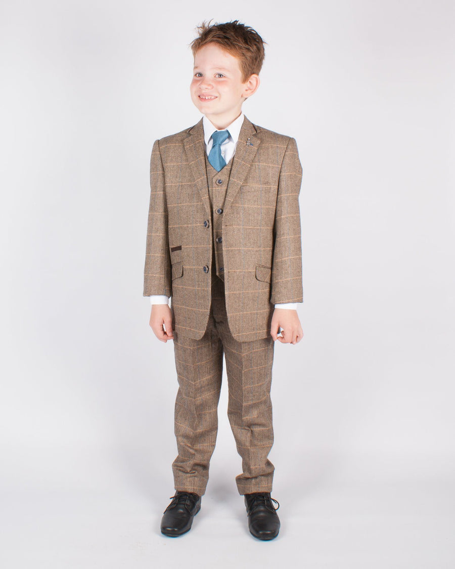 Boy's Brown Tweed Suit - Leonard Silver