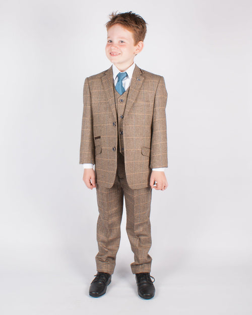 Boy's Brown Tweed Suit - Leonard Silver