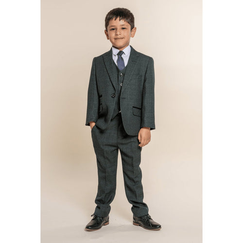 Boy's Green Check Suit - Leonard Silver