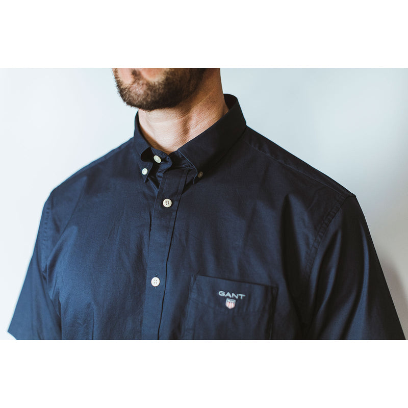 Broadcloth S/Sleeve Shirt Navy - Gant