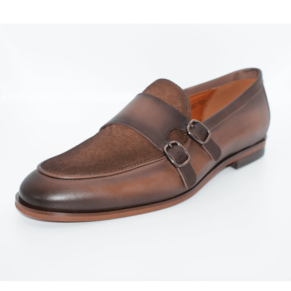 Lacuzzo Brown Monk Strap Loafers in Italian Leather | Leonard Silver