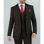 Brown Multi Check Tweed Suit Jacket - Leonard Silver