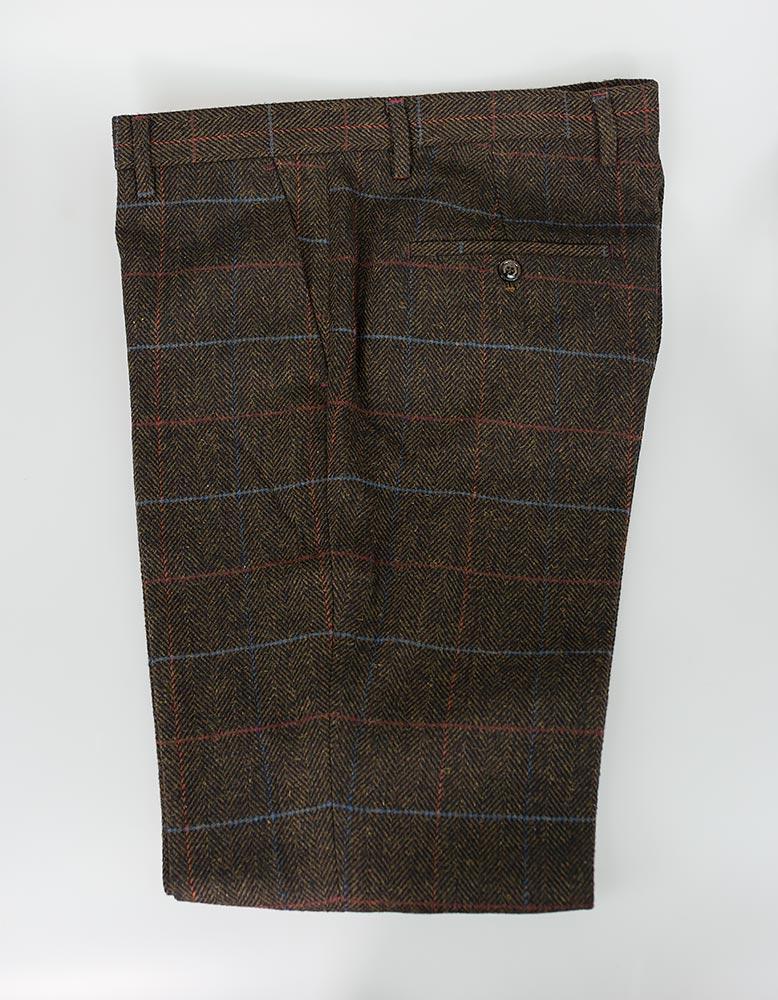 Brown Multi Check Tweed Suit Jacket - Leonard Silver