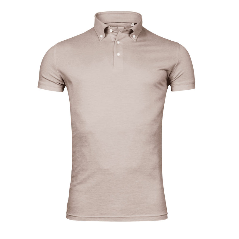 Button Down Polo Shirt Dark Sand - Thomas Maine