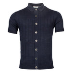 Cardigan Short Sleeve Polo Shirt Navy - Thomas Maine