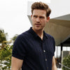 Cardigan Short Sleeve Polo Shirt Navy - Thomas Maine