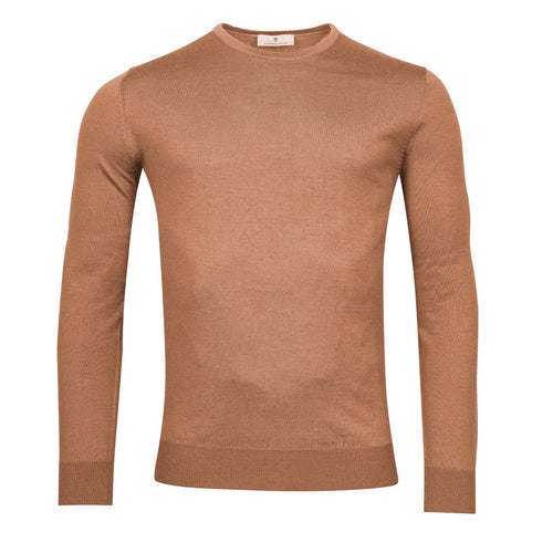 Cashmere Crew Neck Pullover Caramel - Thomas Maine