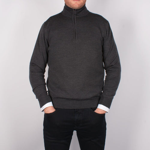 Charcoal Merino Half Zip Sweater - John Victor