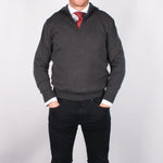 Charcoal Merino Half Zip Sweater - John Victor