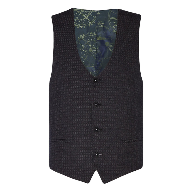 Charcoal Mini Check Waistcoat - Remus Uomo