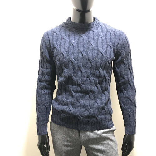 Chunky Crew Neck Sweater Navy - John Victor