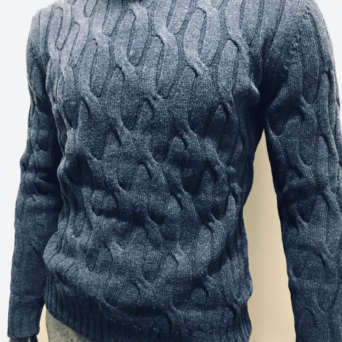 Chunky Crew Neck Sweater Navy - John Victor