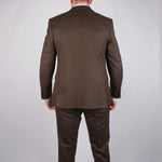 Coffee Herringbone Suit Jacket - Leonard Silver