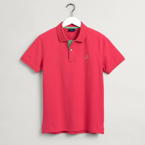 Contrast Color Piqué Polo Shirt Watermelon Pink - Gant