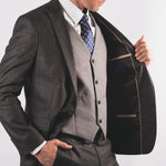 Dark Grey Pinstripe Suit - John Victor