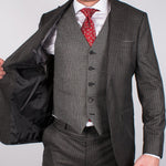 Dark Grey Pinstripe Suit - John Victor