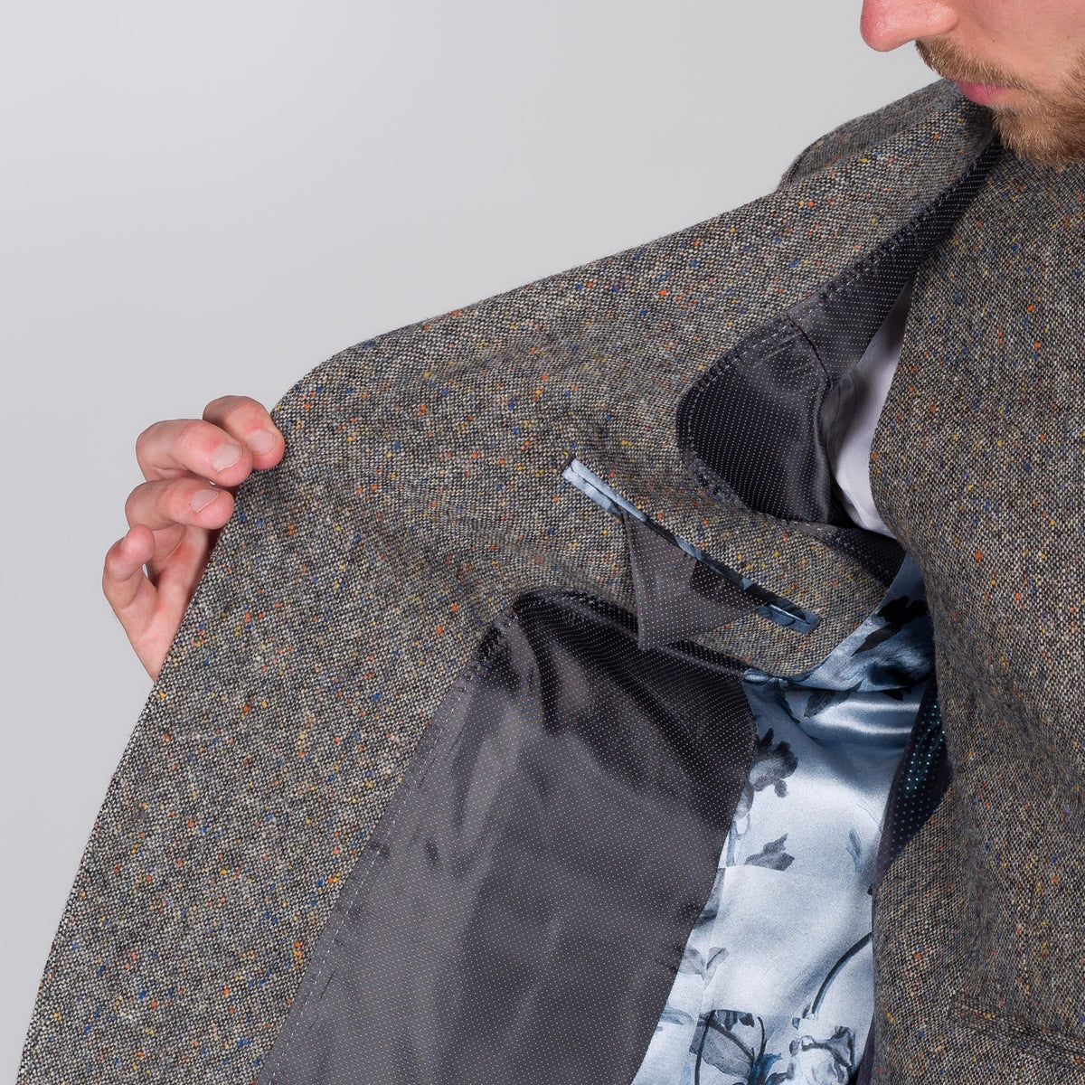 HOT Slim Fit Grey Donegal Tweed Suit Slim Fit Tweed Suit