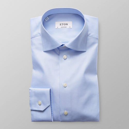Eton Sky Blue Textured Twill Shirt - Eton Shirts