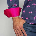 Flamingo Print Shirt Navy - Claudio Lugli