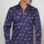 Flamingo Print Shirt Navy - Claudio Lugli