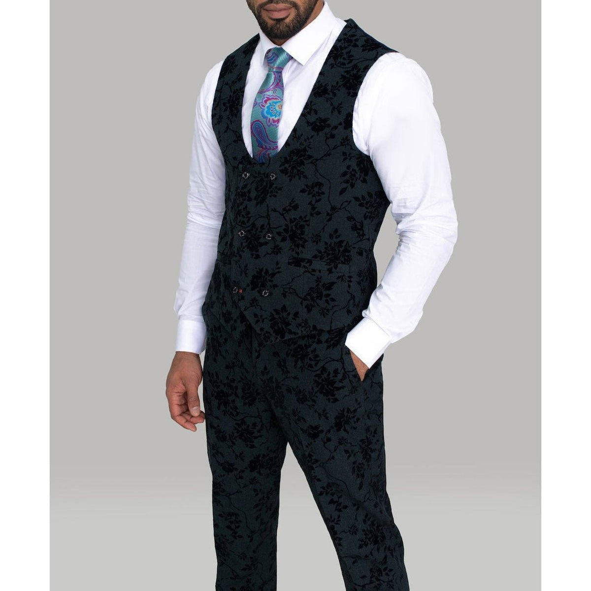Floral 3 Piece Dress Suit - Leonard Silver