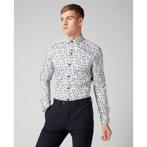 Flower Print Button Under Shirt - Remus Uomo