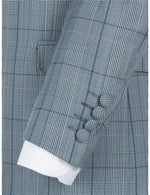 Gibson 3 Button Check Suit Blue - Gibson London