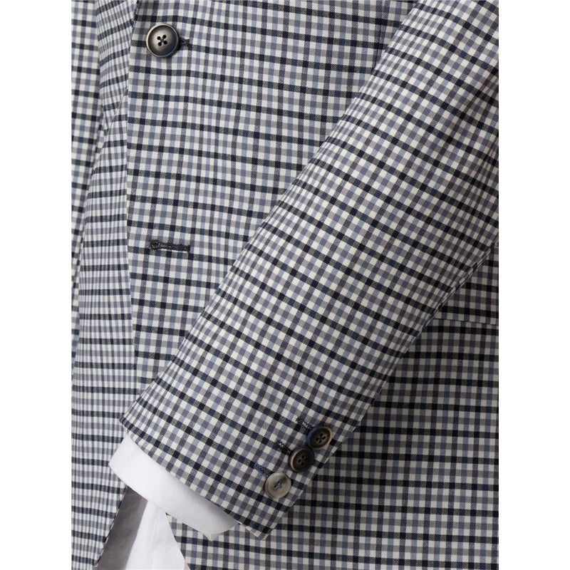 Gingham Check Suit in Grey - Leonard Silver