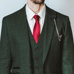 Green Check Peak Lapel Jacket - Leonard Silver