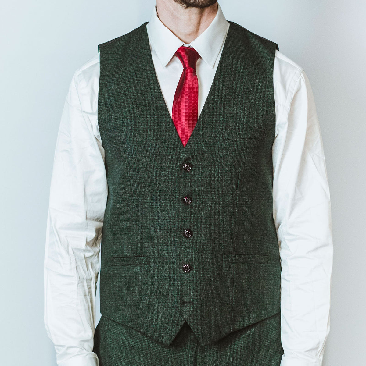 Green Check Peak Lapel Suit - Leonard Silver
