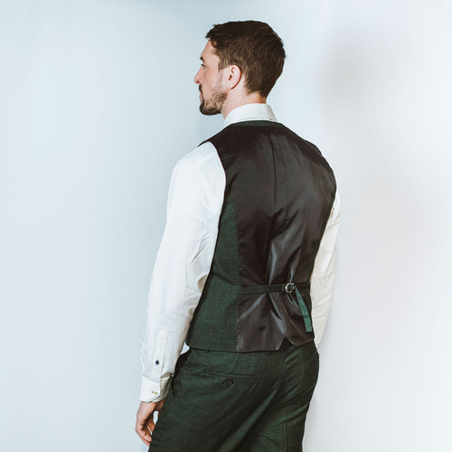 Green Check Suit Waistcoat - Leonard Silver