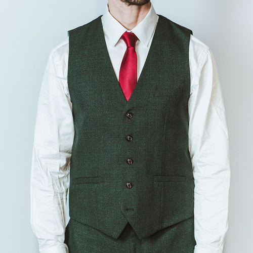 Green Check Suit Waistcoat - Leonard Silver