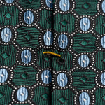 Green Geometric Patterned Hand Made Silk Tie - Eton Shirts