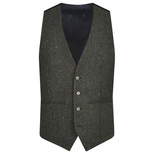 Green Multi Fleck Tweed Waistcoat - Torre