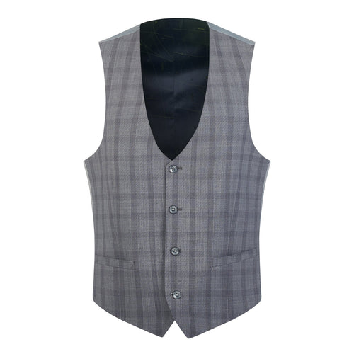 Grey Check Waistcoat - Remus Uomo