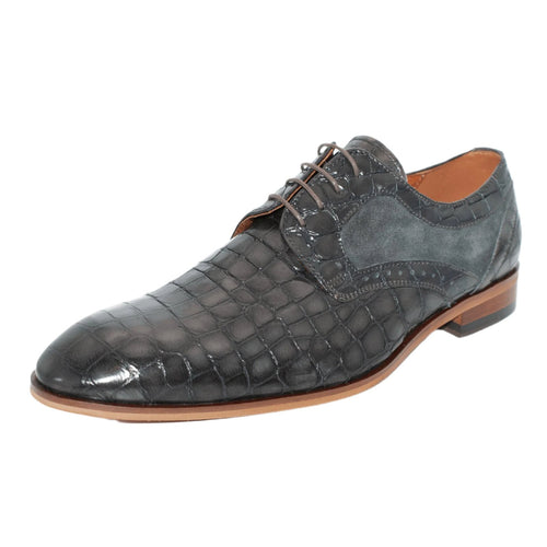 Grey Crocodile Skin Effect Derby - Lacuzzo