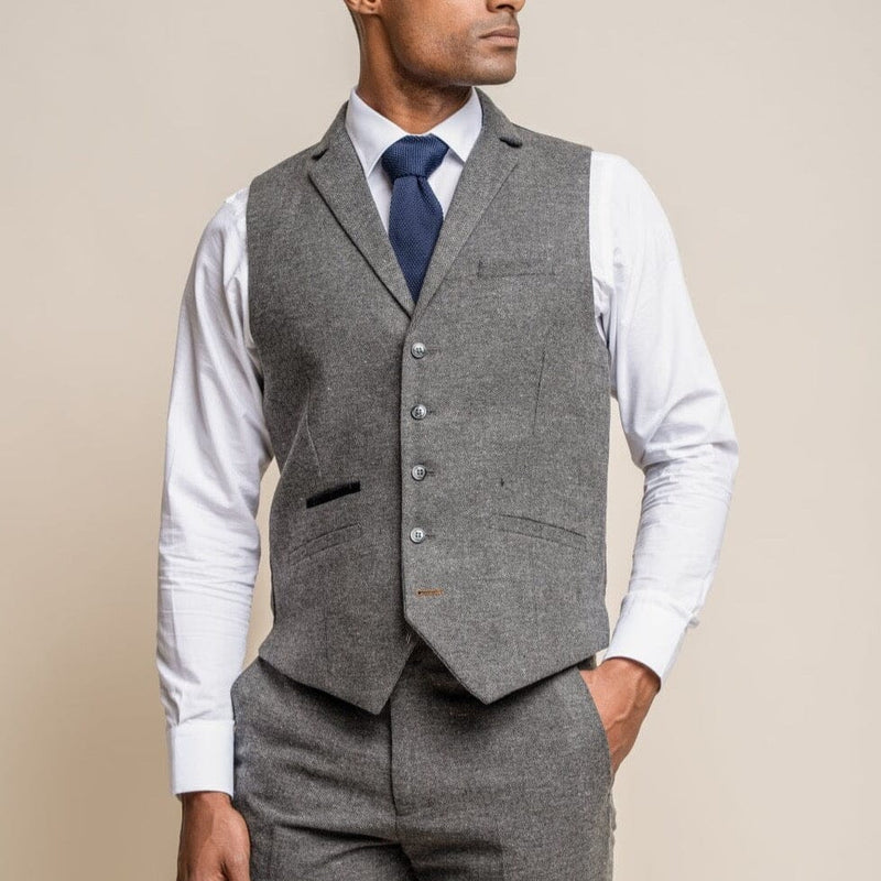 Grey Herringbone Suit - Leonard Silver