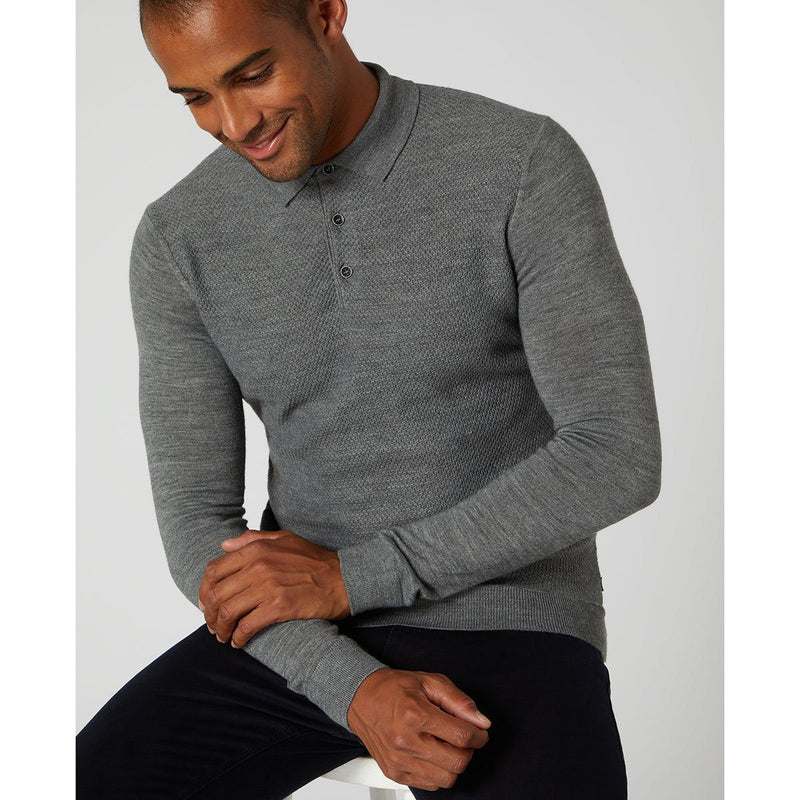 Grey Long Sleeved Polo - Remus Uomo