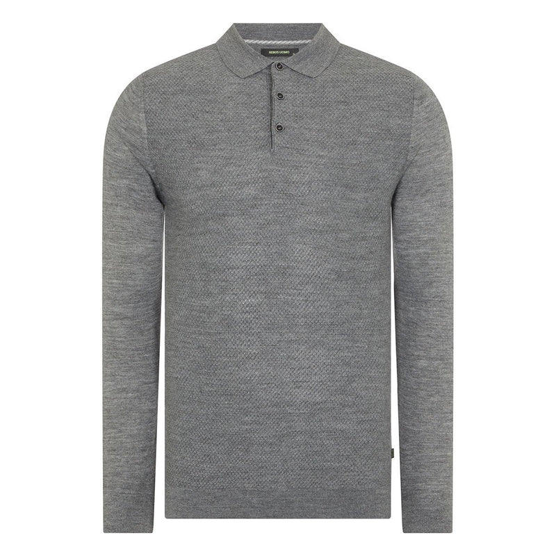 Grey Long Sleeved Polo - Remus Uomo