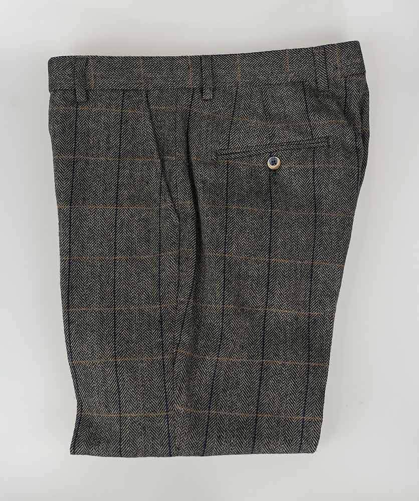 Grey Tweed 3 Piece Suit Short Fitting - Leonard Silver Suits