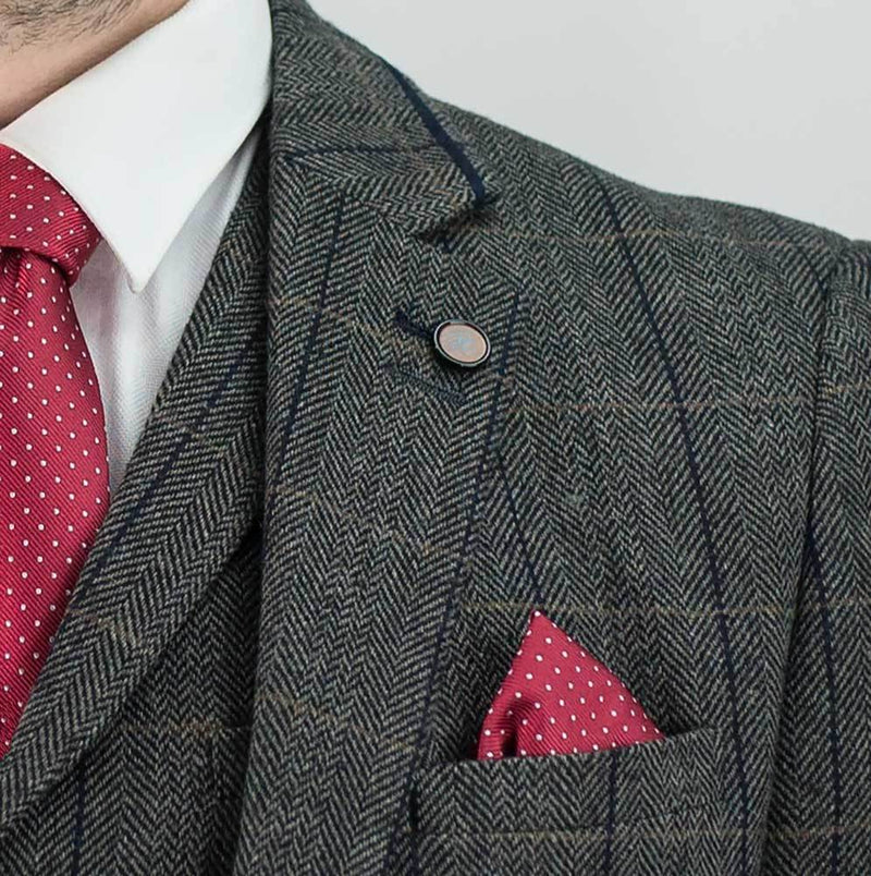 Grey Tweed 3 Piece Suit Short Fitting - Leonard Silver Suits