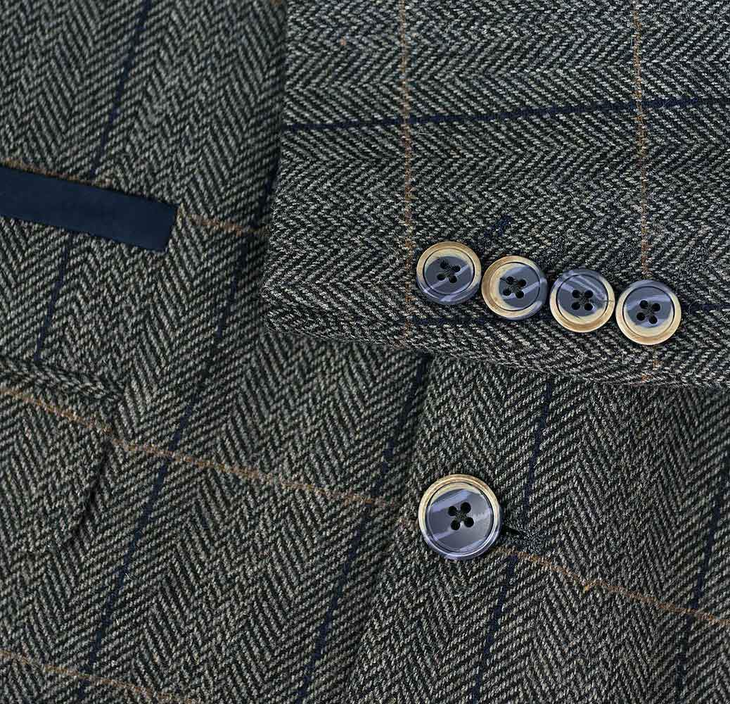 Grey Tweed 3 Piece Suit Short Fitting - Leonard Silver Suits